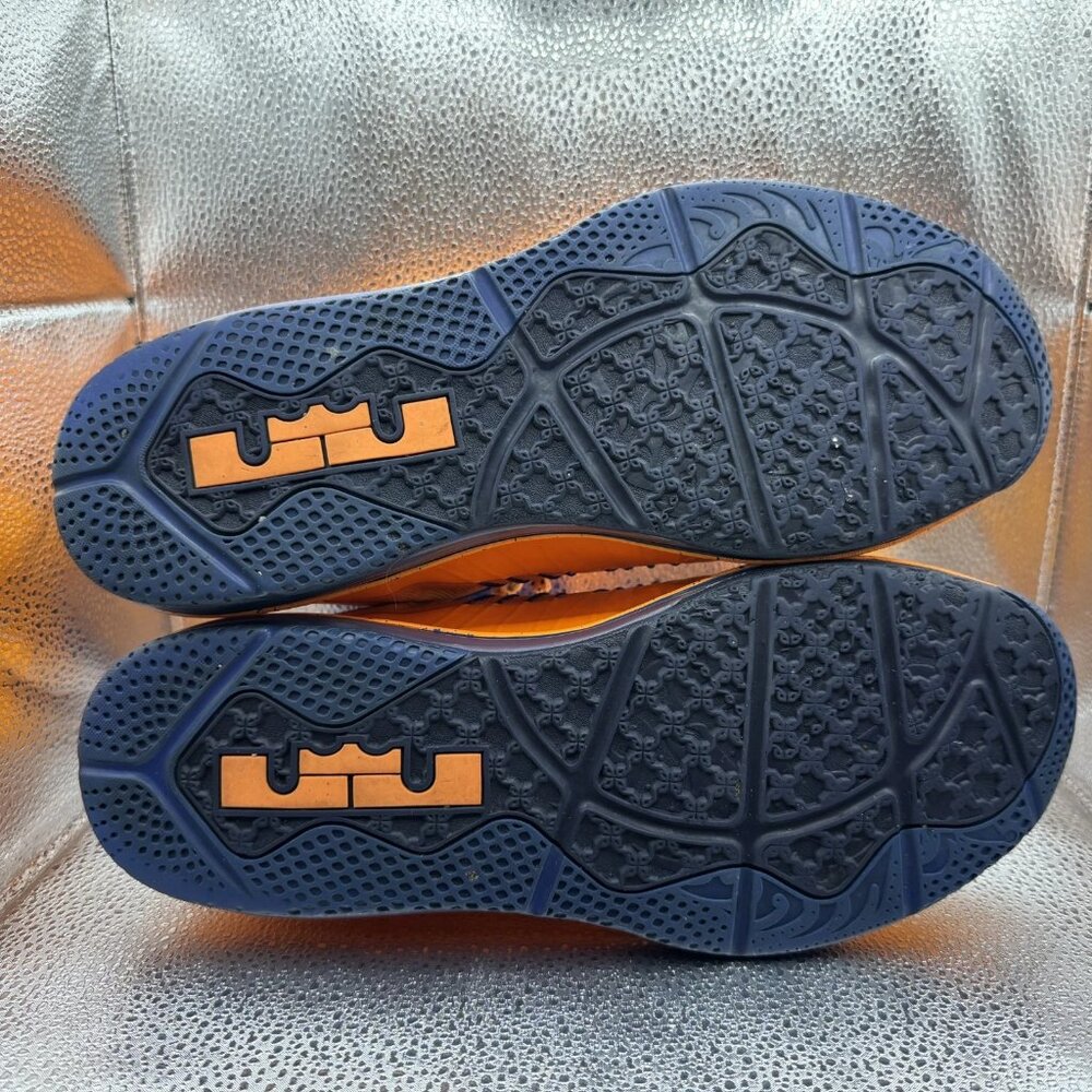 Size - 11.5 Nike Air Max LeBron 10 Low Orange Blue Mens Sneakers 579765-800 - Picture 9 of 11